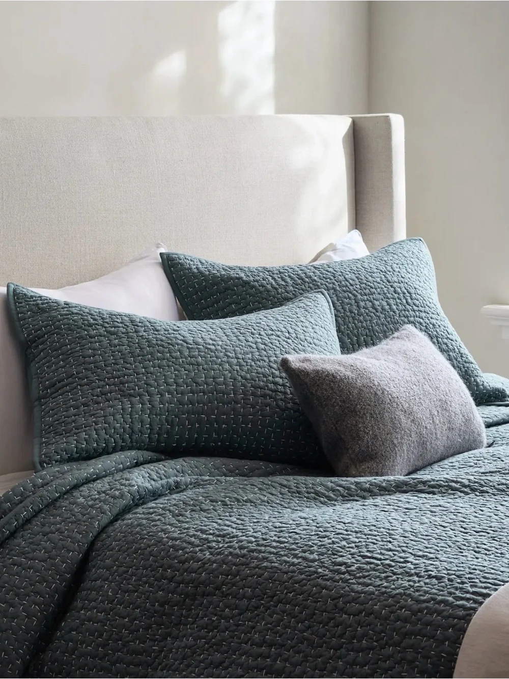 Quince Organic Cotton Hand Stitched Quilt in Ocean Full/Queen 1283